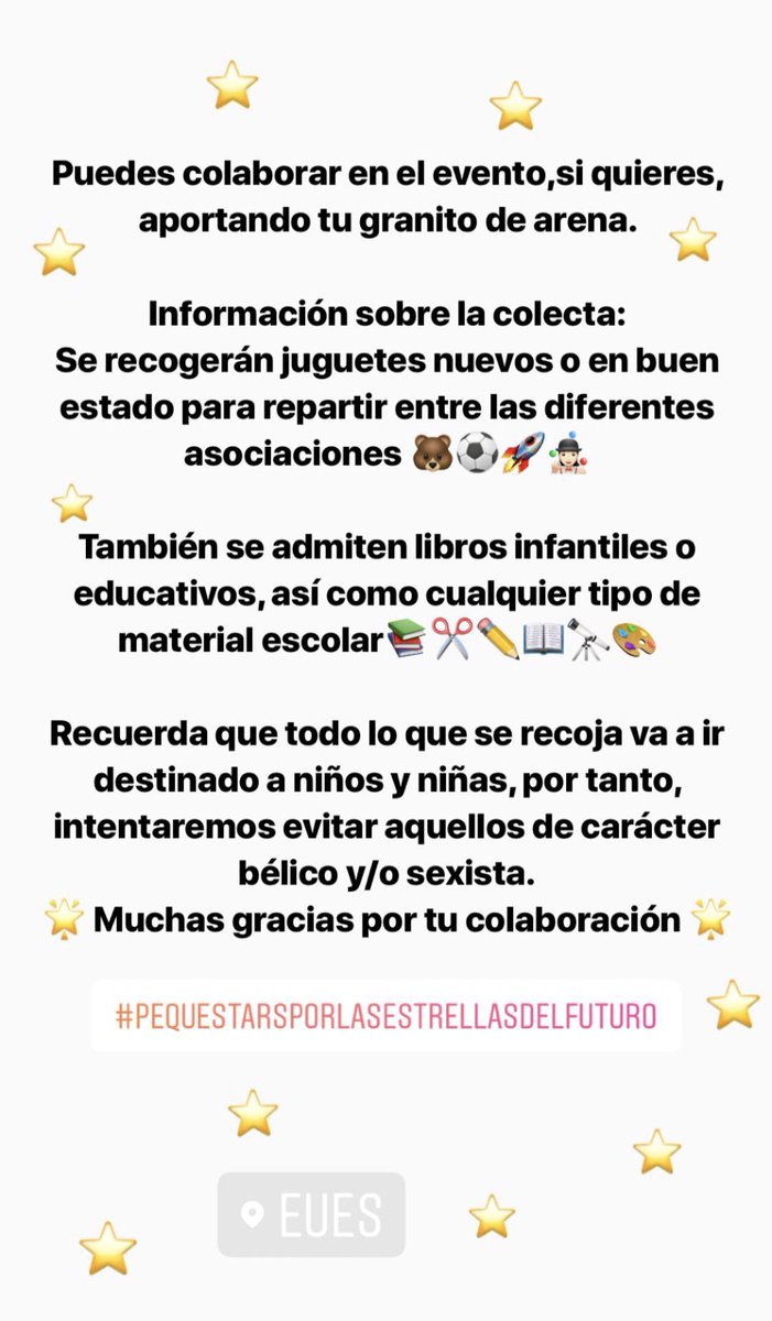 peque_stars's tweet photo. Si asistes al evento, recuerda que puedes participar, si quieres, siguiendo las instrucciones de la foto
#PequeStars #PequeStarPorLasEstrellasDelFuturo #PequeStarsPorLasEstrellasDelFuturo #PorLaInfancia #Infancia https://t.co/tkUEVBqu3T