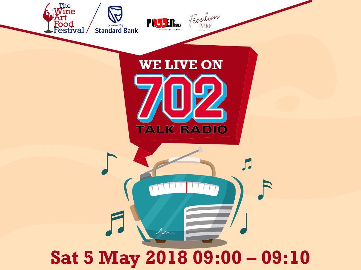 Waff_2018's tweet photo. 📻Tune into @Radio702 from 9am this morning! We getting ready for Wine Art Food Festival powered by @StandardBankZA and today’s the day! Who’s all joining us? 🍷🎨🍔 https://t.co/29xodeFWCh