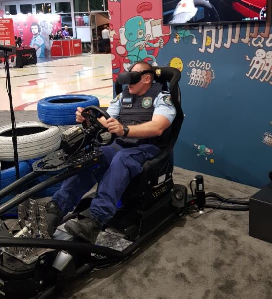You have the right to remain virtual! Even the <a href="/NSWPolice/">NSW Police Force</a> can’t resist the amazing VR experiences from @projectcarsgame at this year’s #IEM Sydney! <a href="/vesarosim/">Vesaro</a>