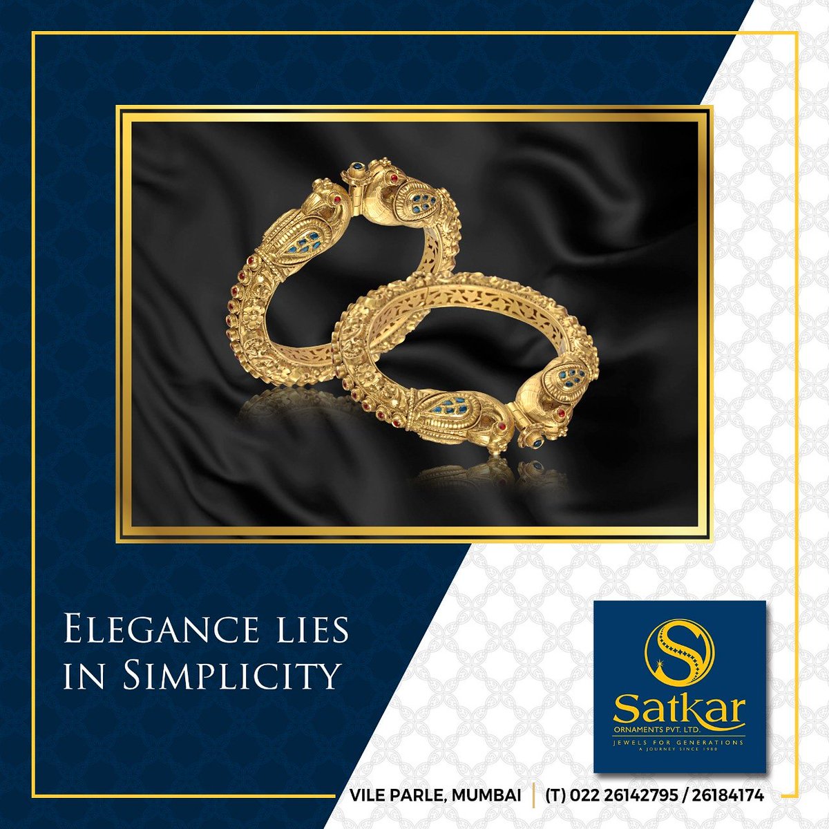 Rich Embellished Designs for the woman with Exquisite Taste because Elegance lies in Simplicity !!!

#SatkarOrnaments #Mumbai #VileParle #Kadas #Bangles #DesignerKadas #ExquisiteDesigns #TraditionalCollection #Elegance #Simplicity #AdornTheBeauty #WearItWithPride