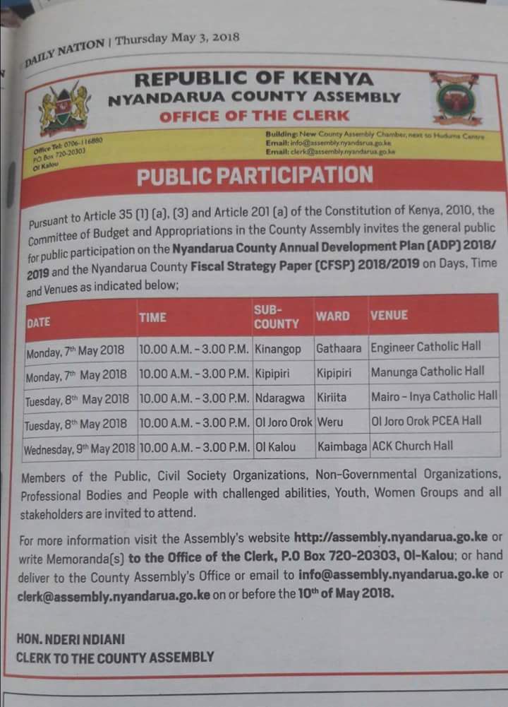 AssemblyForum's tweet photo. County Assemblies value electorates' views that is why @AssemblyForum we envision responsive county assemblies to public participation that support service delivery by County Gvts. @NyandaruaCA invites you to a pp. @NairobiCityGov @MurangaAssembly @NyeriAssembly @KiambuCountyGov https://t.co/0vIMc931zF