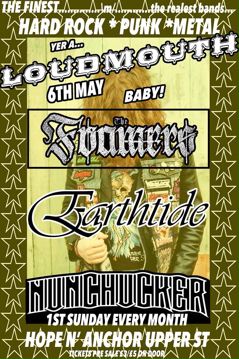 Tomorrow Sun 6th May we head to Islington to play at the Hope n Anchor with Nunchucker and Kingston buddies Earthtide £3adv/£5otd

facebook.com/events/1200803…