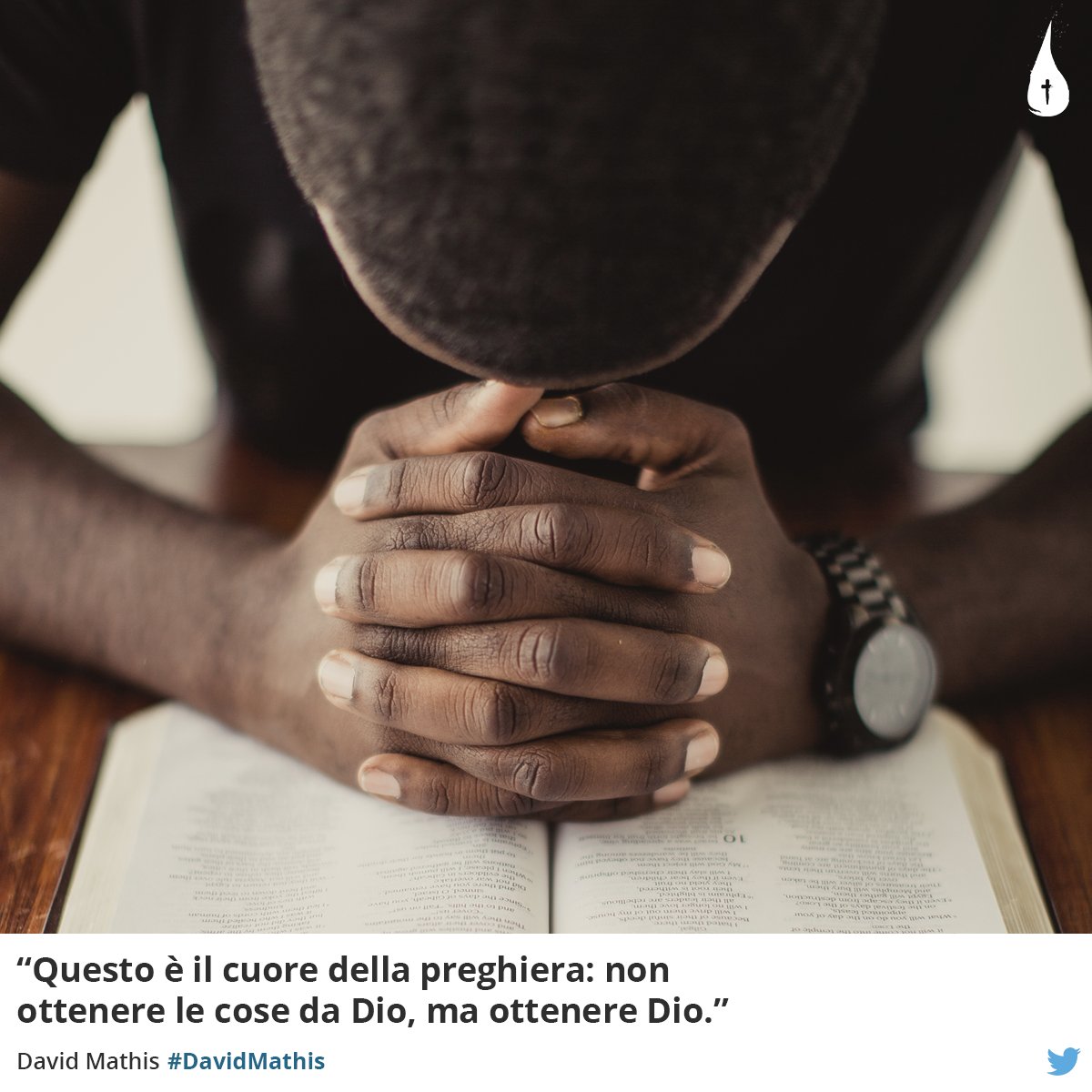cristianesimoit's tweet photo. “Questo è il cuore della preghiera: non ottenere le cose da Dio, ma ottenere Dio.”
@davidcmathis #DavidMathis @desiringGod #Dio #God #Preghiera #Prayer #Citazioni #Quotes #ChristianQuotes #Cristianesimo #Italy https://t.co/ujv2B6ycpN