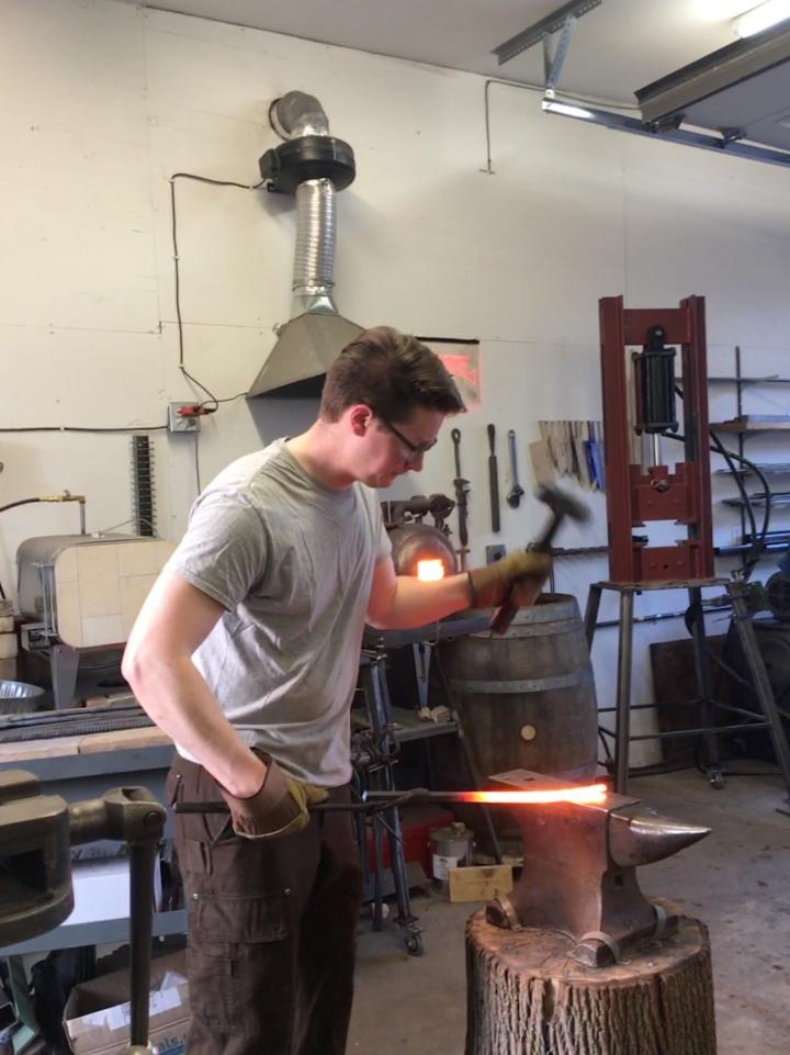 Learning a new trade! Bending scrolls thanks Isaiah Schroeder Knifeworks for the lesson. #blacksmithing #forged #knifemaking #madisonmakers