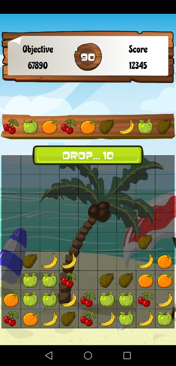 AxlSofts's tweet photo. Same concept, new theme, #CandyDrop becomes #FruityDrop 🍉🍊🍍🍓🍒 Dev is on track, I'm making really good progress here 🎉#gamedev #indiedev #devlog #screenshotsaturday https://t.co/wkdS9HarHH