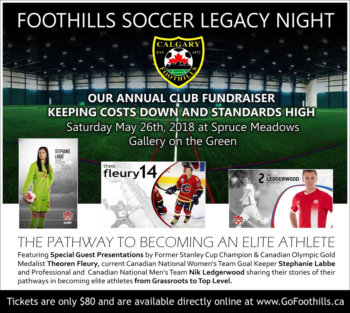 FoothillsSoccer's tweet photo. If your a sports fan come join us May 26th as we welcome special guests  @TheoFleury14 @stephlabbe1 @ledgerwoodnik who will share their stories to elite level sport. Also attending is one of Alberta’s best comedians @Trent_McClellan 

Tickets available:   https://t.co/rM6T5itRyC https://t.co/lCRfDr8KAz