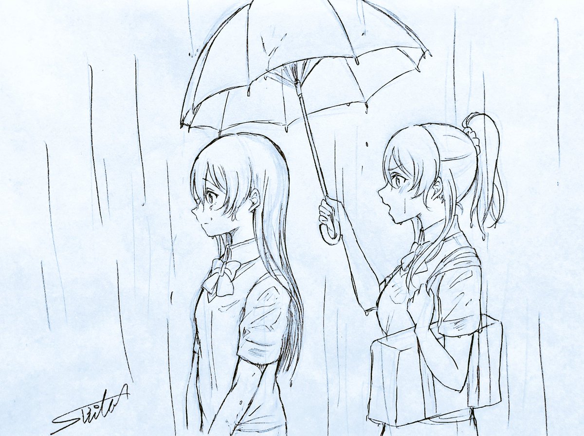 お絵描き会でお題「傘」でえりうみ描きました! 