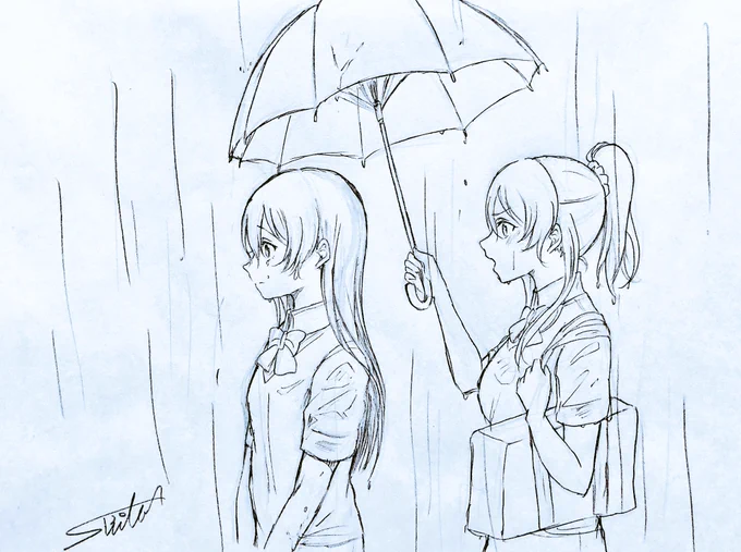 お絵描き会でお題「傘」でえりうみ描きました! 