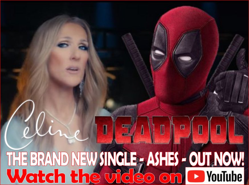 celinepodcast's tweet photo. Have you heard the song and seen the video!? Let us know! If not what are you waiting for? Buy / Stream / Watch here: https://t.co/XXpmZ6AkQ2 #CelineDion #Deadpool #CelineDeadpool https://t.co/wJIrmuTP5H