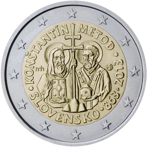 NumismaticaBlog's tweet photo. Eslovaquia - 2€ CC 2.013 - Moneda conmemorativa de los santos Cirilio y Metodio, conocidos como los Apóstoles eslavos.
#Numismatica #billetes #monedas #eslovaquia #euros #notafilia #numismatic #coin #banknotes #banknotesoftheworld #billetesdelmundo https://t.co/QzHxUA13dy