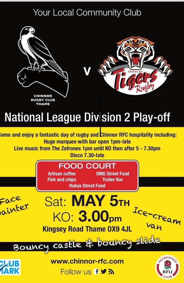 Today! 1 o’clock at @ChinnorRugby