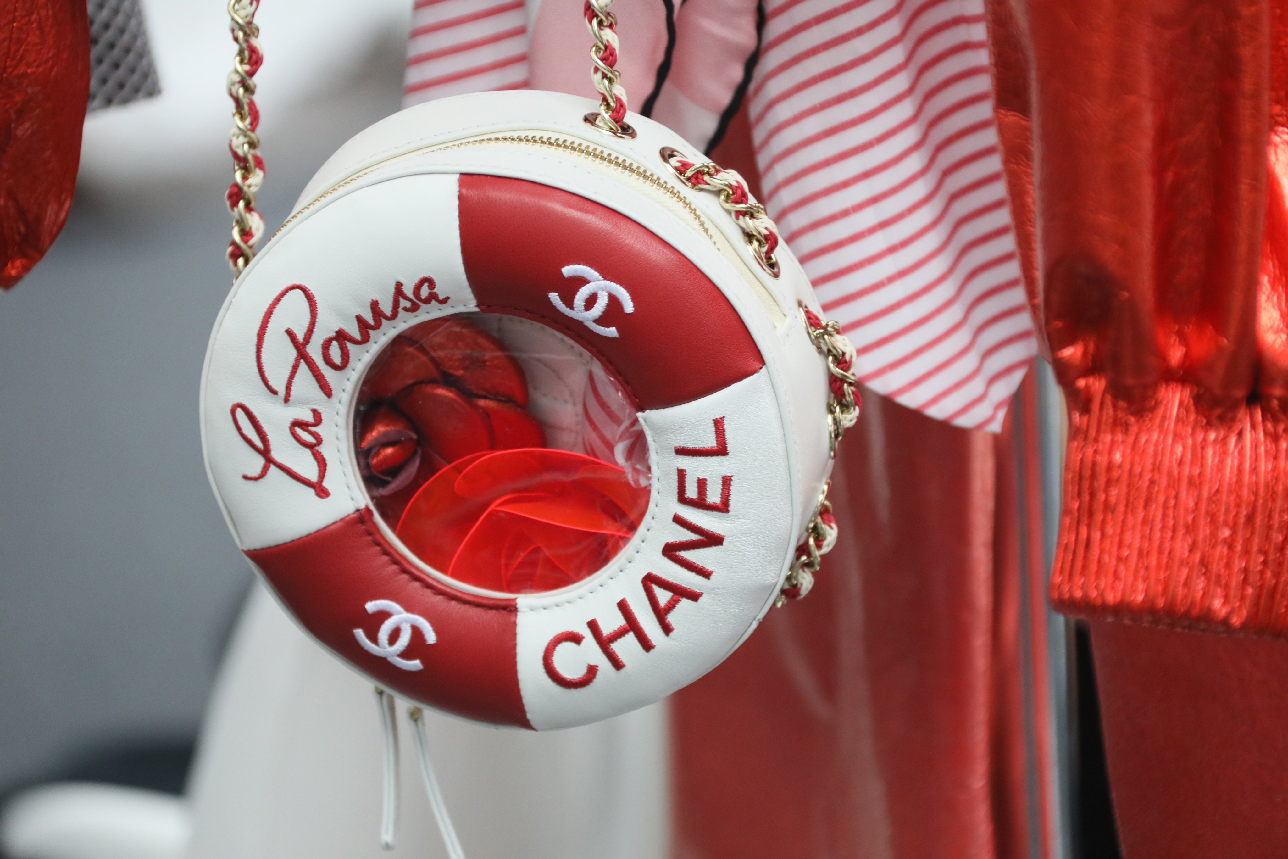 CHANEL on X: 'La Pausa', the name of the CHANEL liner and Gabrielle  Chanel's villa on the French Riviera, appeared on sweaters, buttons,  bracelets and bags in the #CHANELCruise 2018/19 collection.   /