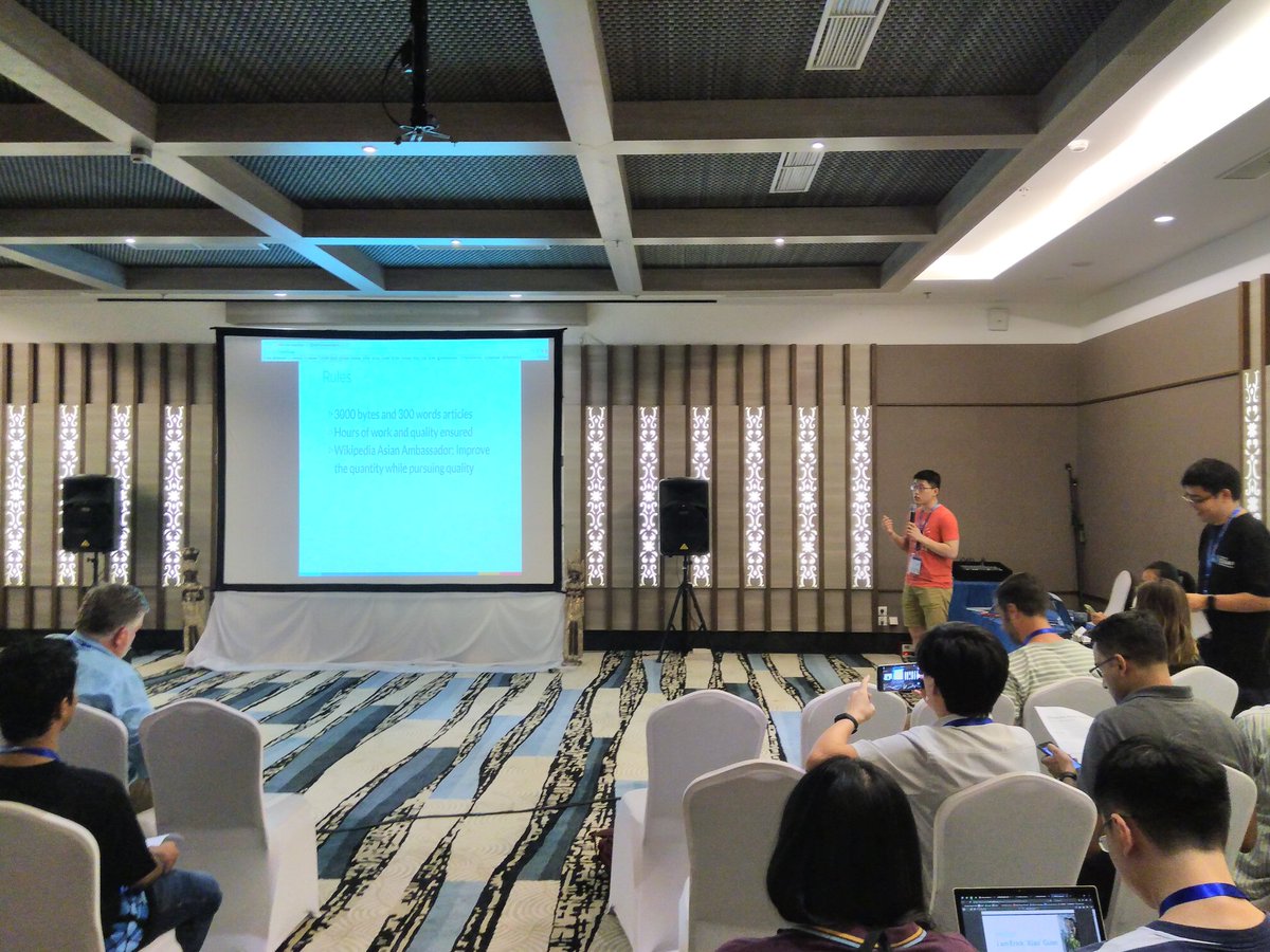 wikimediaid's tweet photo. Erick Guan on @WikiAsianMonth. More and more people were involved in the Wikipedia Asian Month (WAM). The last WAM resulted 6,824 high quality articles on more than 50 Wikipedias. #ESEAP #ESEAPCon18 https://t.co/JVuf6n1dtC