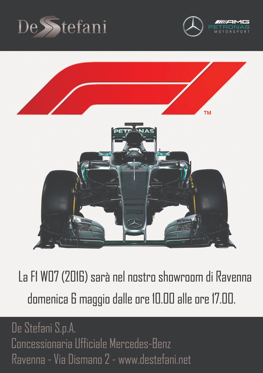 Siete pronti per domani?
Vi aspettiamo nel nostro show-room di Ravenna. 😉  
Direttamente dal campionato 2016 per voi, la F1 W07! 🏎️
Un occasione irripetibile! 
#MercedesAMG #MercedesBenz #concessionariodestefani #ravenna #F1