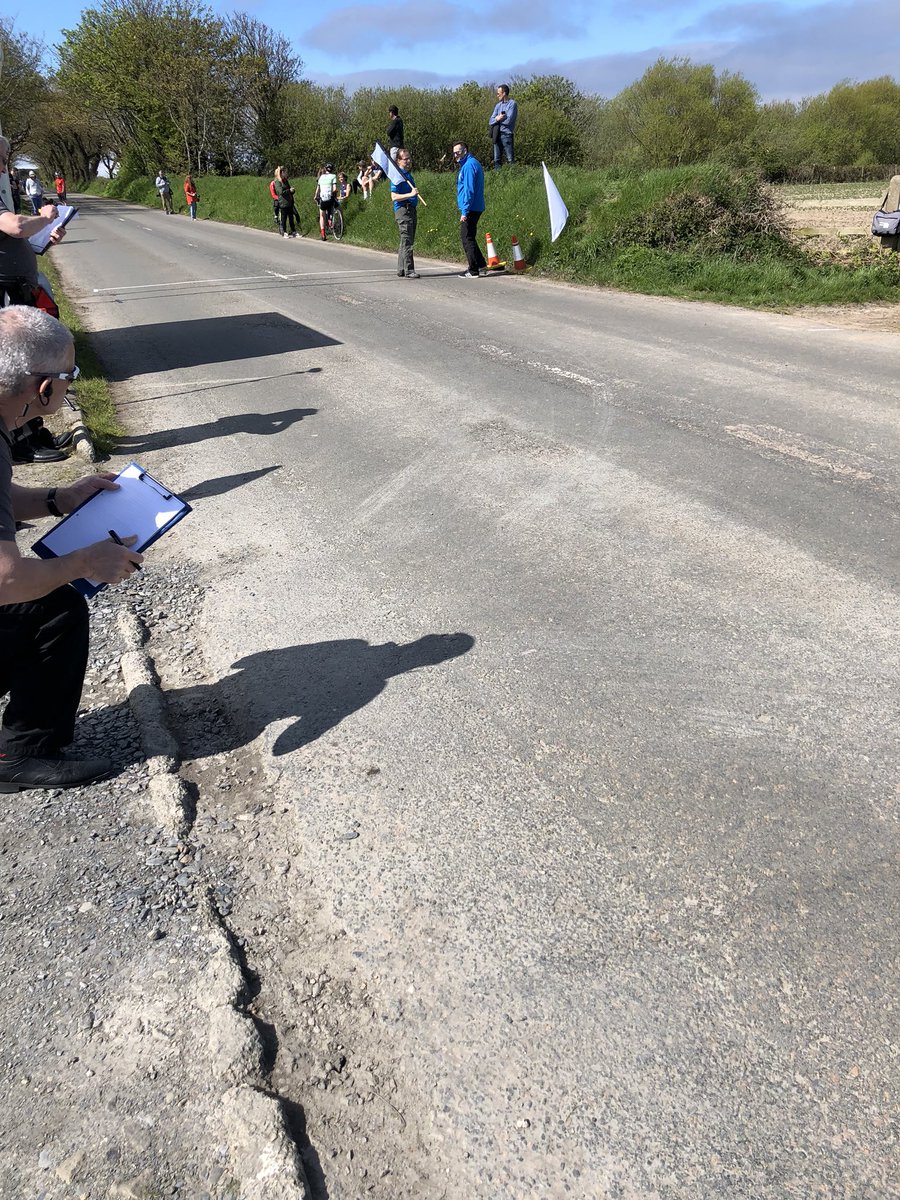 At the finish line. Theo Modell in a 5 man break less than 1 lap to go. 1 minute 30 gap.