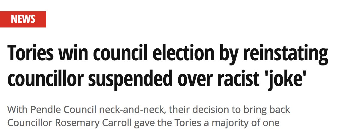 hopenothate's tweet photo. Councillor Rosemary Carroll has been allowed to get away with posting vile racist jokes by the Tories. We're demanding @BrandonLewis step in, now. If you agree the Tories should act, add your name → https://t.co/hA8atvxWMs https://t.co/AgXOND1Zt8
