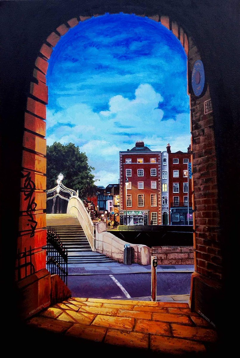 jyourelldesign's tweet photo. Merchants Arch painting. Acrylics on canvas. #Merchantsarch #templbar #dublin #irishart #art #painting #acrylic https://t.co/akduccxXuW