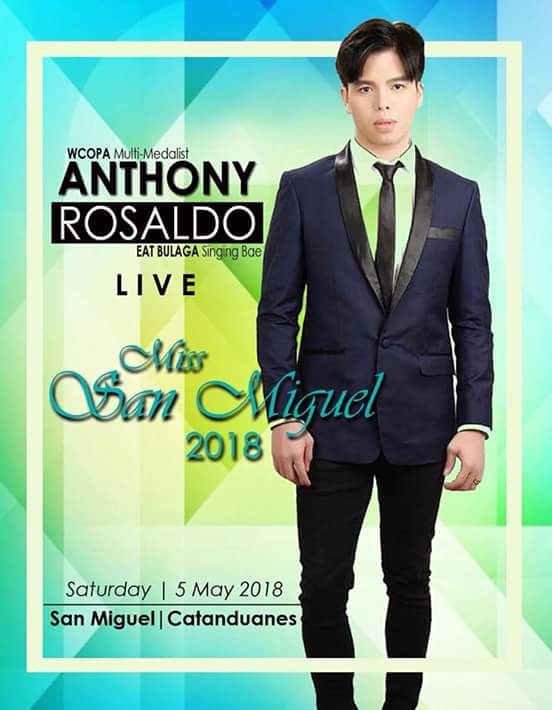 ARUnitedOfc's tweet photo. Magkitakita po tayo tonight sa San Miguel, Virac Catanduanes para sa #MsSanMiguel2018 !! 
       --- @anthonyrosaldo 

#REPOST
#MsSanMiguel2018 #Virac #Catanduanes #AnthonyRosaldo #Artist #Singer #Performer #PrimetimeArtist #PrimetimeTalents #Endorser
🎨Seasjoy Elman Generalao https://t.co/acoAsjndVO