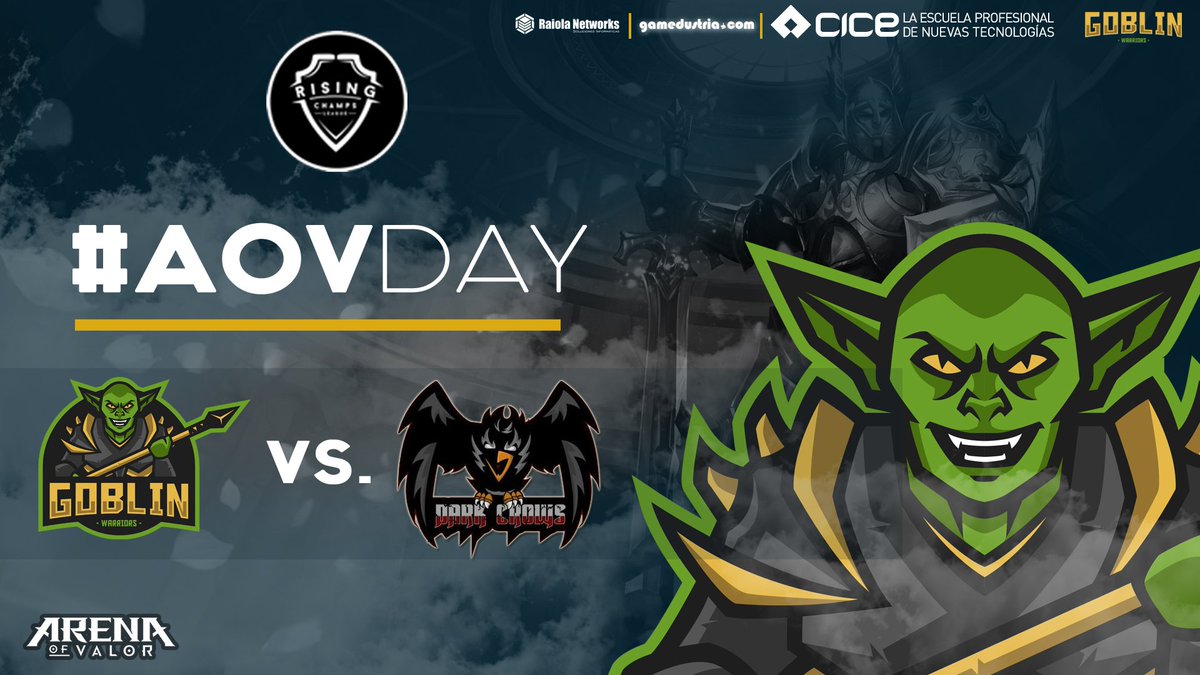 GoblinWarriors's tweet photo. ¡Esta tarde tendremos Jornada de #AoV!

🏆@RisingChampsAoV 1ª División
🆚@DarkCrowsAoV 
🕓16:00h
📺https://t.co/TCn1fdINi2 https://t.co/vxsQ3PsOgK