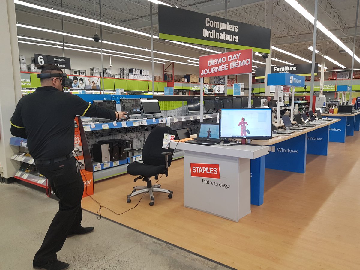 HeyItsMeMissJT's tweet photo. Come on over to @StaplesCanada on the Kingsway for #DemoDay Saturday. 11am - 3pm. #VirtualReality #Sudbury #HPMixedReality @HPCanada 💻 https://t.co/OImPNjm6WF