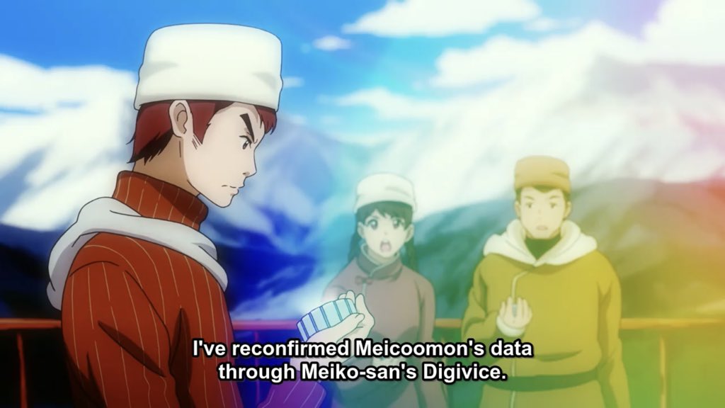 TamerTheory's tweet photo. Going to be updating this account more now. Otherwise it’s a waste, everyone spot Ryo in the final #DigimonTri movie? Same turtleneck, same mountains, it’s got to be him. Not sure of the other two digivice wielders, unless Cody has gained a lot of weight... https://t.co/rFbGTKOcfl