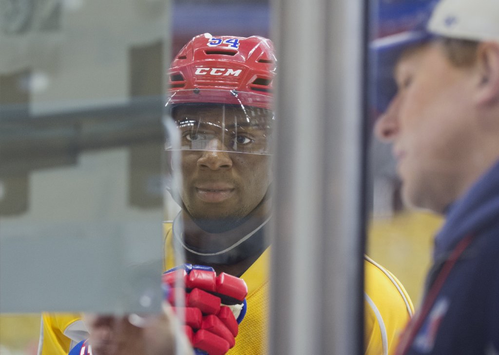 BrownRecord's tweet photo. Racism at the rink: Kitchener’s Givani Smith deals with slurs and physical threats as Rangers get police escort to Game 7. https://t.co/n30QM2Bfcr #ohl https://t.co/cH2KXxgqck