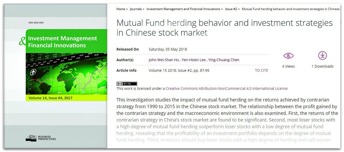 LLC_BP's tweet photo. 📑Mutual Fund herding behavior and investment strategies in Chinese stock market;
📎https://t.co/8e8b5pljxI ⬇⬇⬇
👥John Wei-Shan Hu, Yen-Hsien Lee, Ying-Chuang Chen;
#Chinesestockmarket, #contrarianstrategy, #herdingbehavior, #macroeconomicvariables, #mutualfund https://t.co/Vv5zr7e3bg