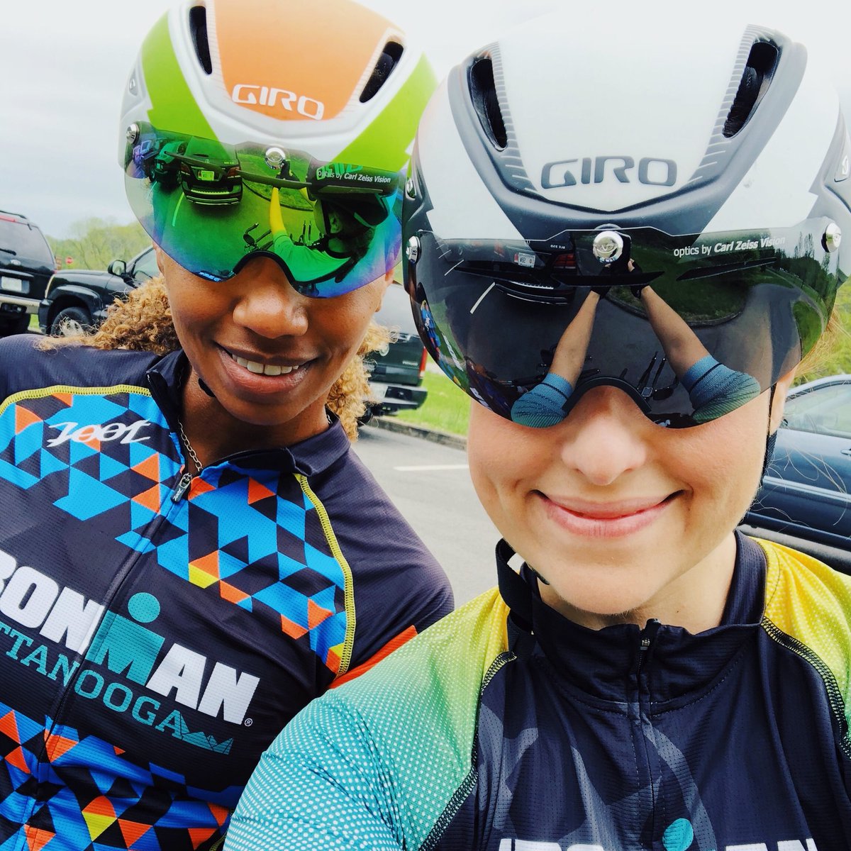 Friday fun... joyriding in the rain! ☔️ but at least we’re OUTSIDE! Whoohoo!! #girocycling #ironmantraining #cyclinglife