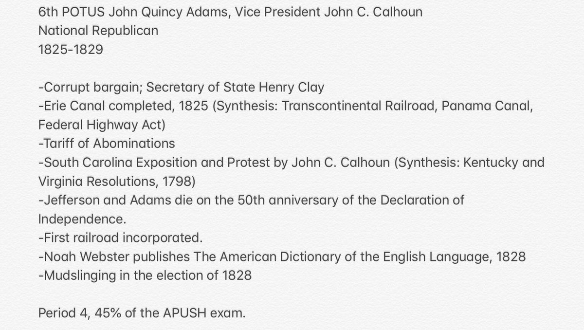 ChaseCatoRVHS's tweet photo. 6 days until the APUSH exam, #APUSHPresidentialCountdown President Quincy Adams. #POTUSProfiles #APUSH6 https://t.co/9WGCXwtSJh