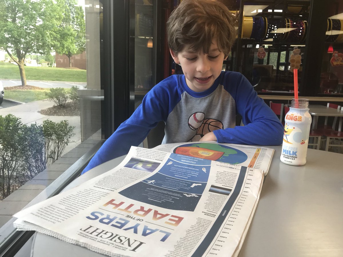BrentSGambill's tweet photo. When you are the first two up early on a Saturday, you take the @rtdnews and go to @burgerking. Our first grader is enjoying the cool section on the layers of the earth. https://t.co/VBw3xTVmOi