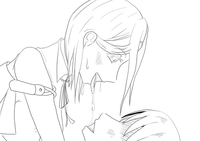 今日の落書き。ヨダレを飲ませてくれる龍田さん。 