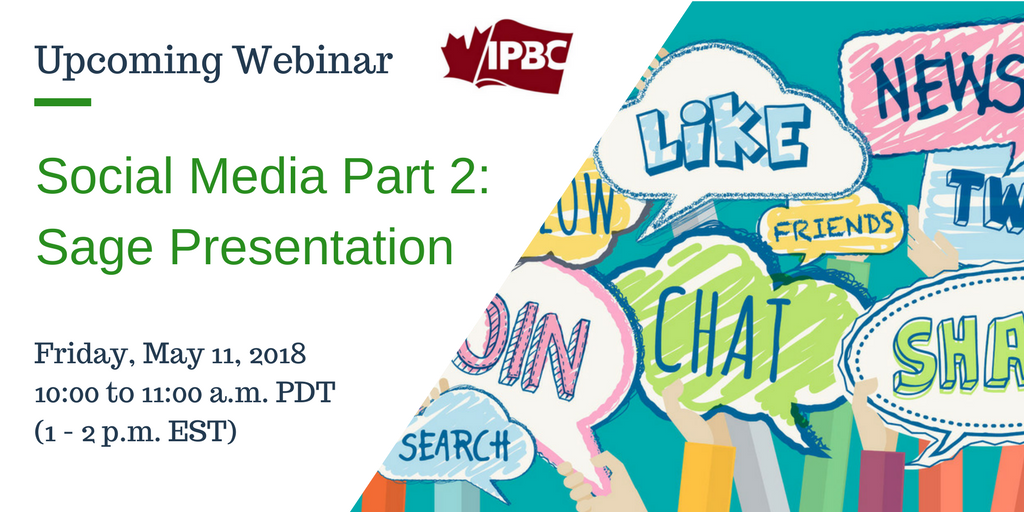cpbcan's tweet photo. Join @FischBooks on May 11 for Social Media Part 2, where she'll continue her discussion on optimizing and automating your #socialmedia presence. https://t.co/QxMdBRuA7R
#CEC #Bookkeepers #BuildingYourBusiness #marketing #BookkeepersRock #IPBCWebinar https://t.co/IWTa9RdaFz