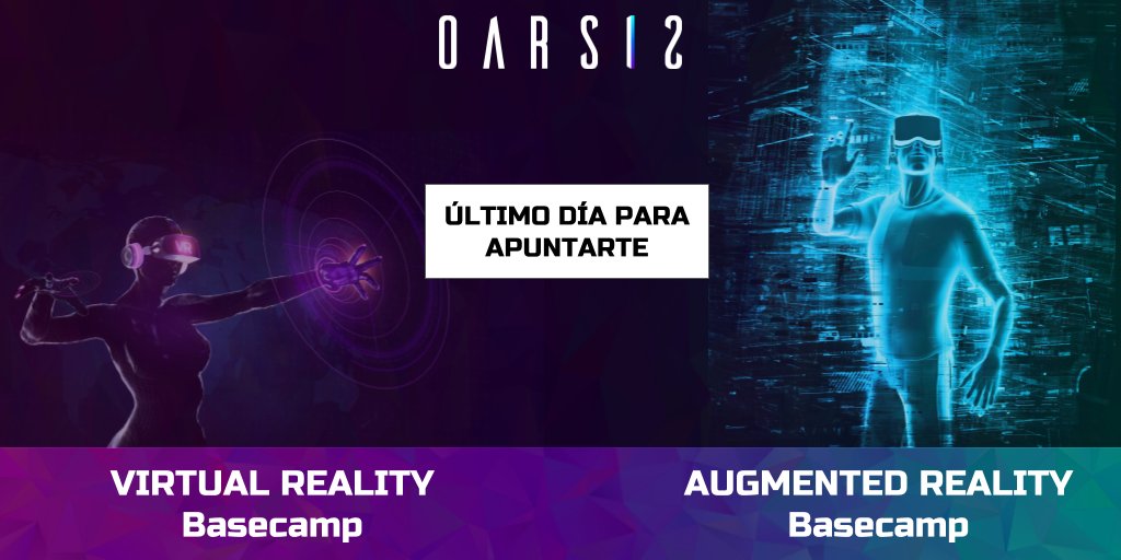 oarsisxr's tweet image. LAST CHANCE! Última llamada para convertirte en un experto en desarrollo de experiencias de realidad virtual y aumentada antes de verano. ¡Tienes hasta mañana para apuntarte! 
Realidad Aumentada ➡ buff.ly/2w7gkbJ 
Realidad Virtual con ➡ buff.ly/2HL5D3S