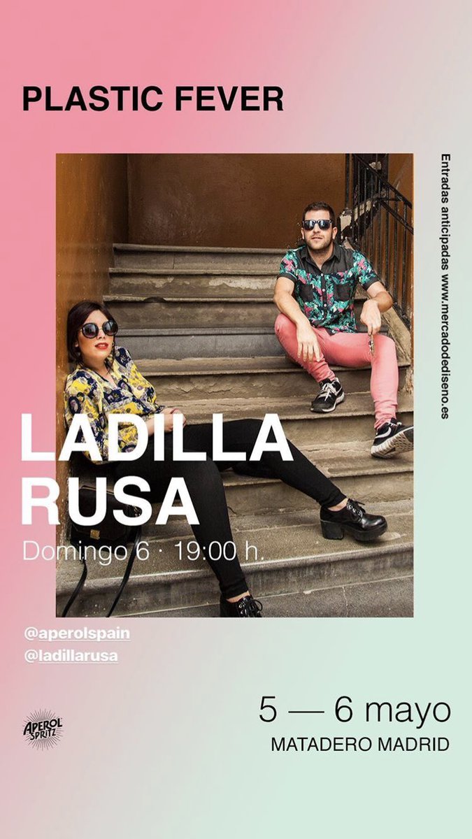 conelruido's tweet photo. ¡Tenemos muchas ganas de disfrutar con nuestros amigos de @LadillaRusa este domingo en la #PlasticFever! A partir de las 19h, con un buen @AperolSpain 🍹 en el @mercadodedisen de @mataderomadrid 😎💥 https://t.co/D2FjLs3cXm