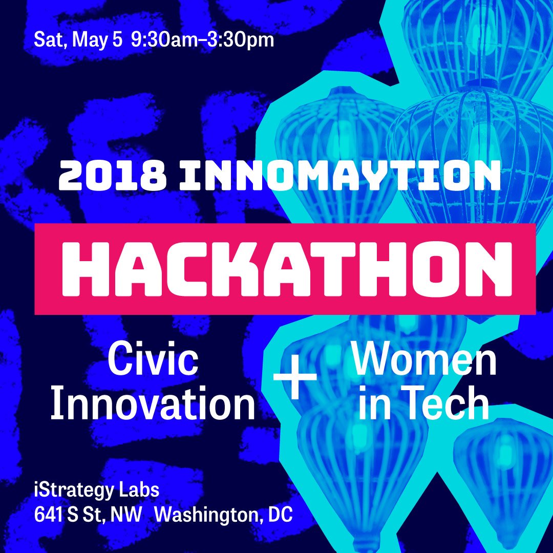🌎#innoMAYtion nation are you ready to hack? 930AM. Join <a href="/TheEvaReid/">Eva Reid</a> + <a href="/DataplusWomen/">DC Data+Women</a> at @istrategylabs to help DC find the Rogue Data "Bounty" w/ <a href="/opendatadc/">Open Data DC</a>. 930AM. RSVP: nvite.com/innoMAYtion/dl… #WomeninTech #GigabitDC #CivicInnovation