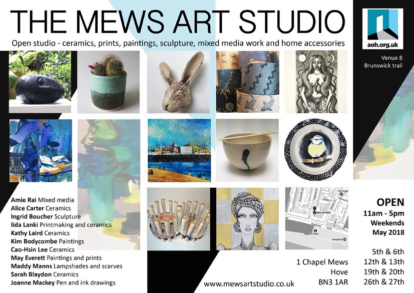 mayeverettart's tweet photo. @mewsartstudio open today ☀️ @artistshouses @brightfest #openstudio #ceramics #bythesea #originalprints #paintings #aoh2018 https://t.co/BEYohHjSpy