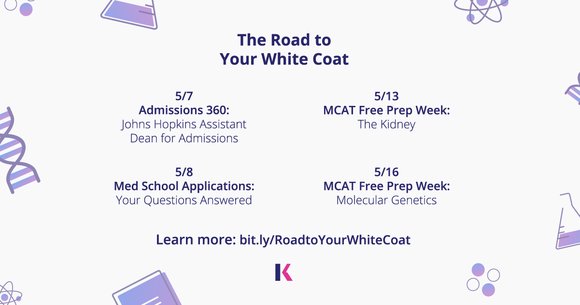 SamShearKapSBA's tweet photo. Get started on your road to your own white coat. Check out our event series where Kaplan will tackle #MedSchool admissions, the #MCAT, and more. #FutureDoctor https://t.co/WzUm2YNAO7 https://t.co/27CCadfVG0 https://t.co/oat8MW7jGv