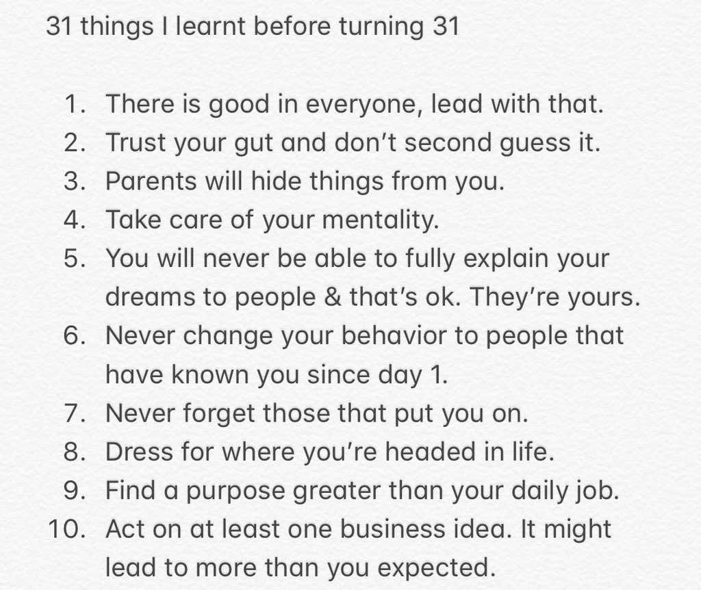 mooshtaffa's tweet image. 31 things I learnt before turning 31.
Read an share if any of this applies to you.
🙏🏾