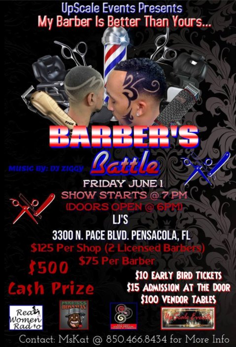 RWRLive365's tweet photo. Barbers Battle!! June 1, 2018 #upscaleevent #realwomenradio https://t.co/JNVoLZaTGV
