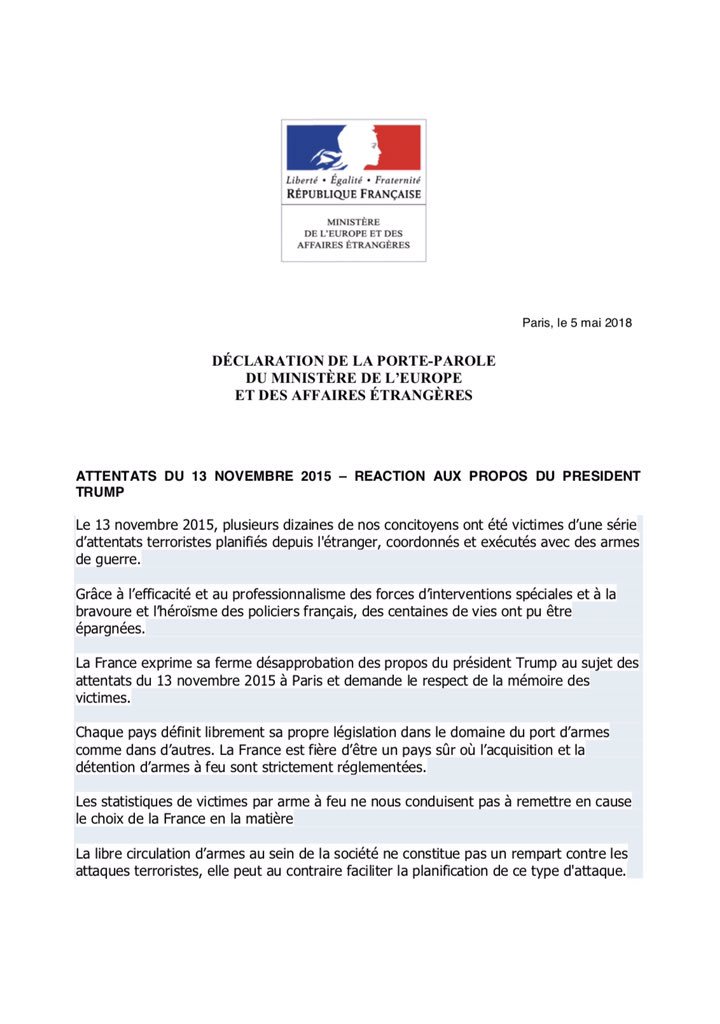 cedricfaiche's tweet photo. Jean-Yves Le Drian hausse le ton face à Donald Trump après ses propos sur l'attentat du Bataclan.
Le ministre des Affaires étrangères désapprouve et demande le respect des victimes.
Il envoie aussi une pique à Donald Trump sur les statistiques des victimes par arme à feu. https://t.co/wNN6IeTgWi