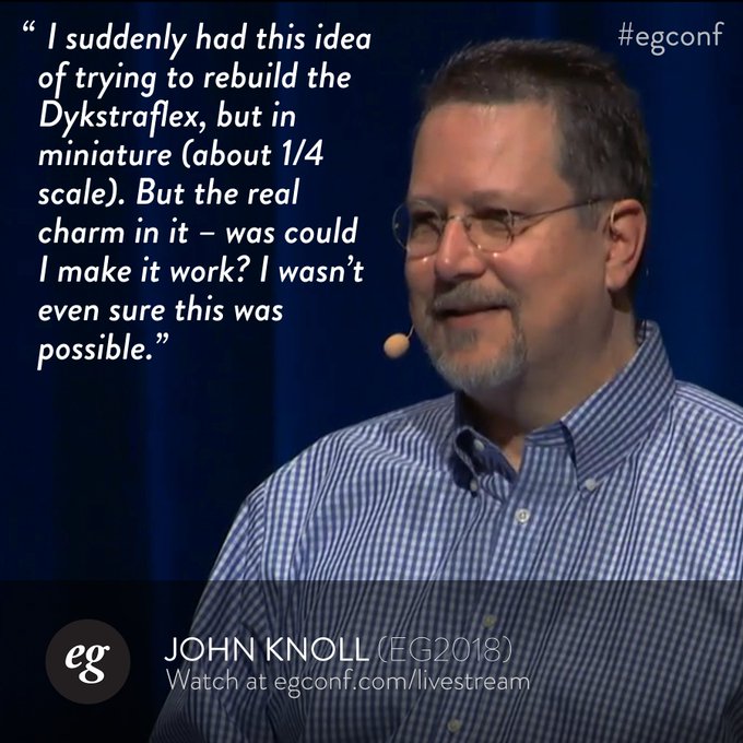 John Knoll fascinates us with his technical rebuild of a key innovation in movie making that made @starwars<a href="/tag/egconf"class="tags"><span>#egconf</span></a>