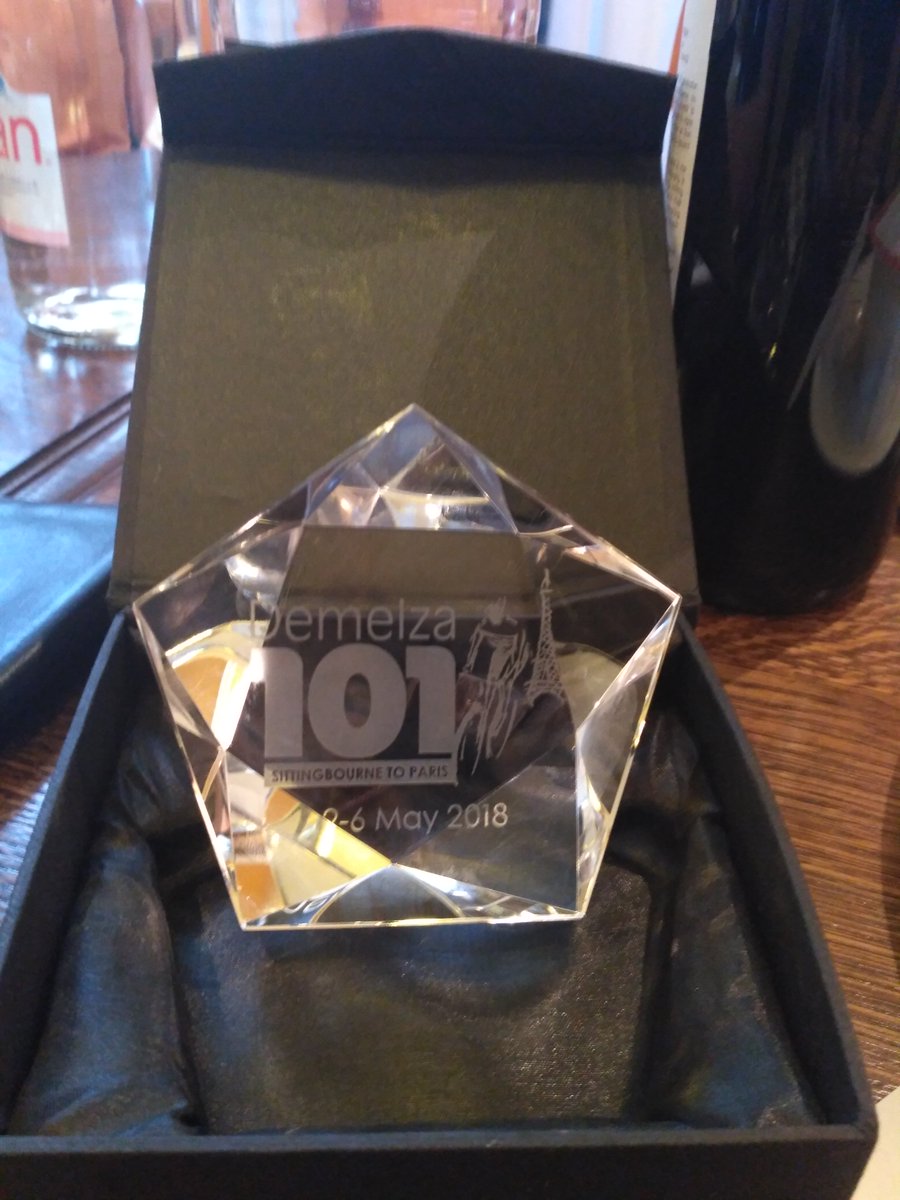 petethevan's tweet photo. It was worth it just for the trophy! #Demelza101 @DemelzaHospice https://t.co/XYQ1awLCEt