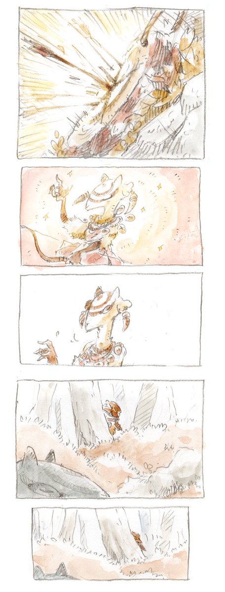 らくがき創作漫画…狩人のホプリィお姉さんと、ニンゲンの男の子のある一日 