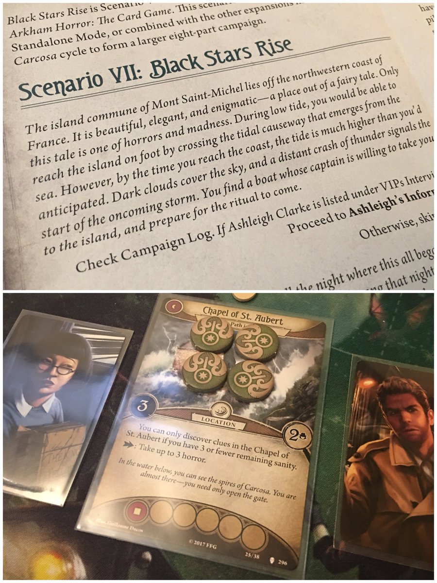 Nathan_Adam's tweet photo. Day 7, Part 1 of #CampaignInAWeek: Black Stars Rise
No matter how much conviction I have, this scenario always fills me with doubt! The tricky setup is totally worth the fantastic scenario!
#ThePathToCarcosa
#ArkhamHorrorLCG
#FantasyFlightGames
@FFGames https://t.co/zxTHRqAXBj