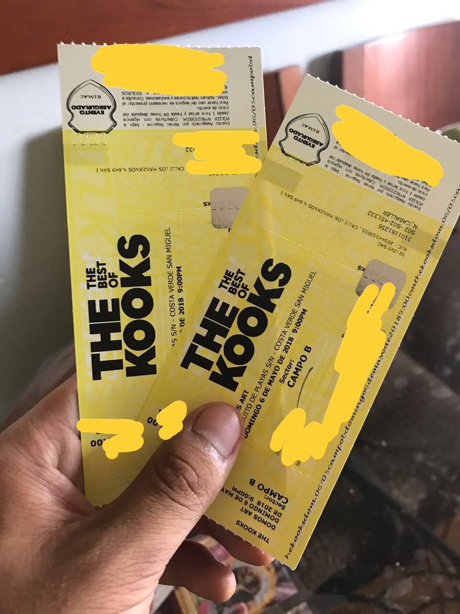 Lauritaflorezl's tweet photo. ¿No conseguiste entrada a The Kooks? ¡Te vendo una en campo B a 160 soles! por viaje no podré ir 😞 #Vendo #TeVendounPato #Comprame https://t.co/9spHa56JDv