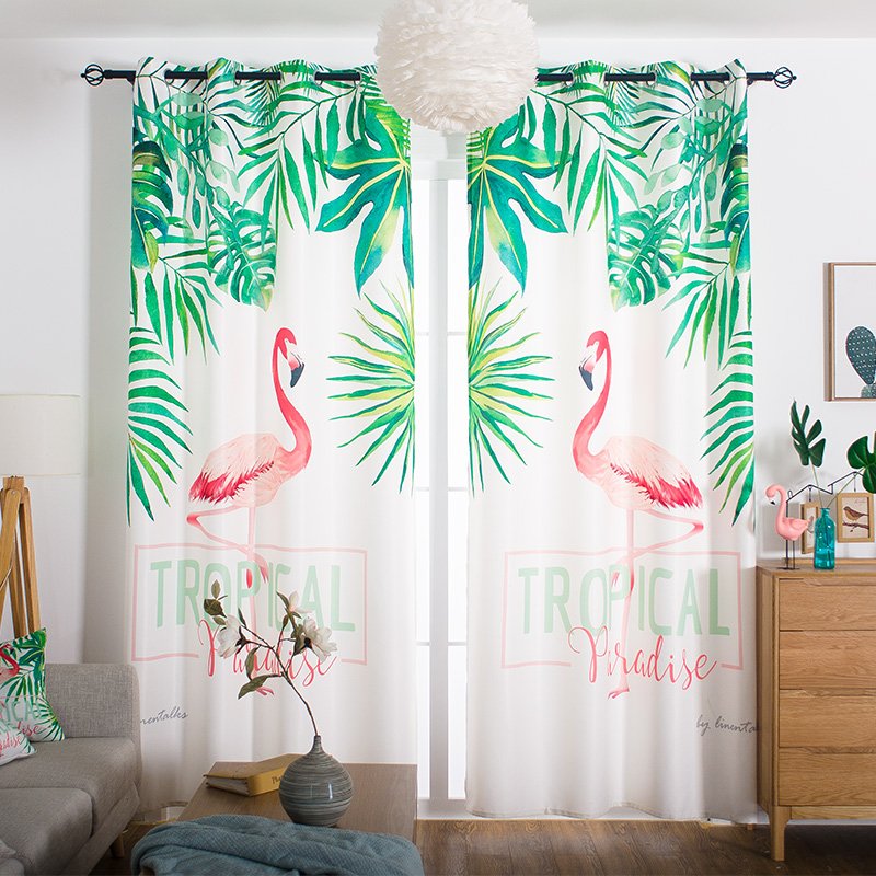 ErwinCao's tweet image. Tropical flamingo with natural turtle leaves digital printed blackout window panels provide an elegant look and silky soft to the touch, lightening your rooms and enjoying your life. #windowcurtain #windowpanels #windowsets #windowcurtainmanufacturer