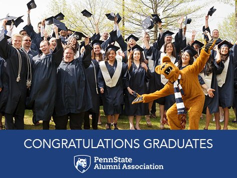 PennStateAlums's tweet photo. Congratulations to this weekend's graduates! #PSUgrad 🎓

"Wherever you go, Penn State will go with you." — Penn State President Eric Walker (1956-70) 

Penn Staters: reply with your best piece of advice for the graduates, and let's welcome them into the alumni network! #WeAre https://t.co/5nMBqLM0F4