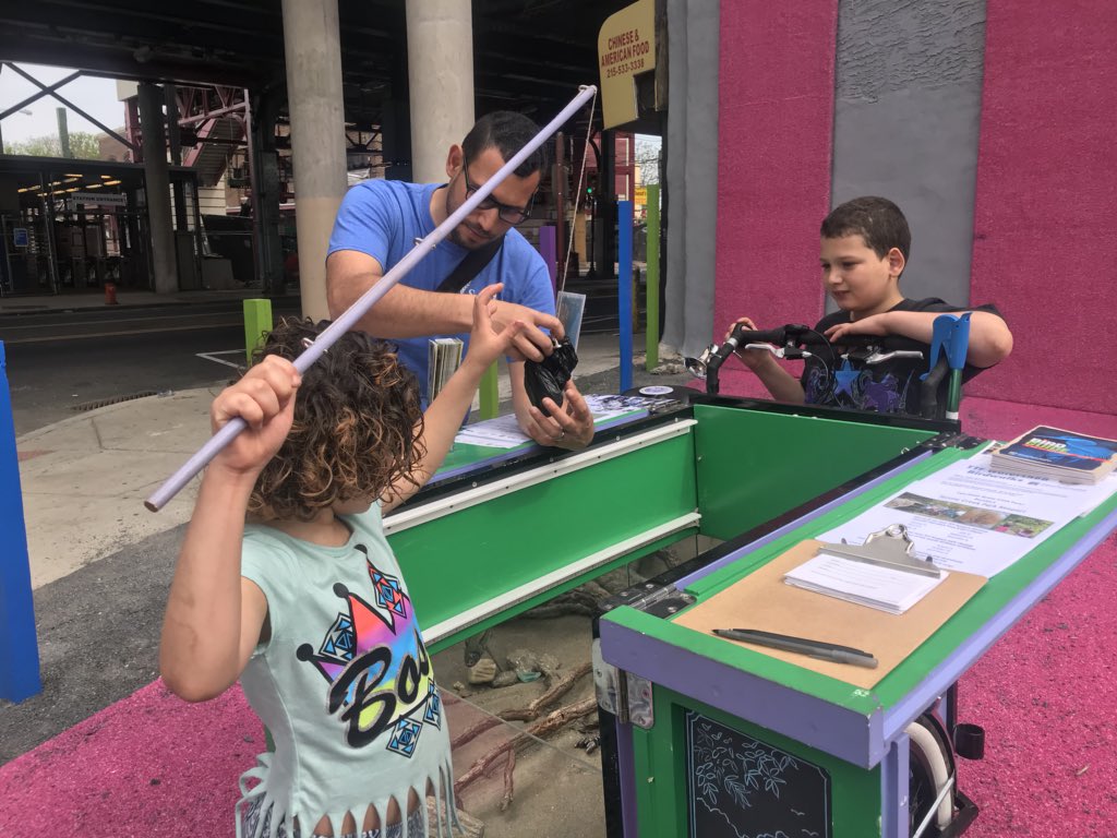 TTFWatershed's tweet photo. We’re at @fcdc215 #PausePark for @TreePhilly giveaway with our #Creekmobile! Come by try our #fishing game. #TaconyCreekPark @DelRivWatershed #Frankford https://t.co/l7n8V3FheC