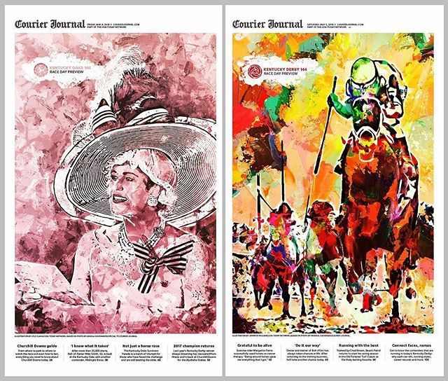 VilleDesign's tweet photo. Happy Derby Day! Oaks and Derby @courierjournal preview sections designed by Kyle Slagle and Jennifer Williams. #kentuckyderby #kyderby #derby144 #oaks #newsdesign https://t.co/7P5hNSgO3W https://t.co/zFaXOMm3uf