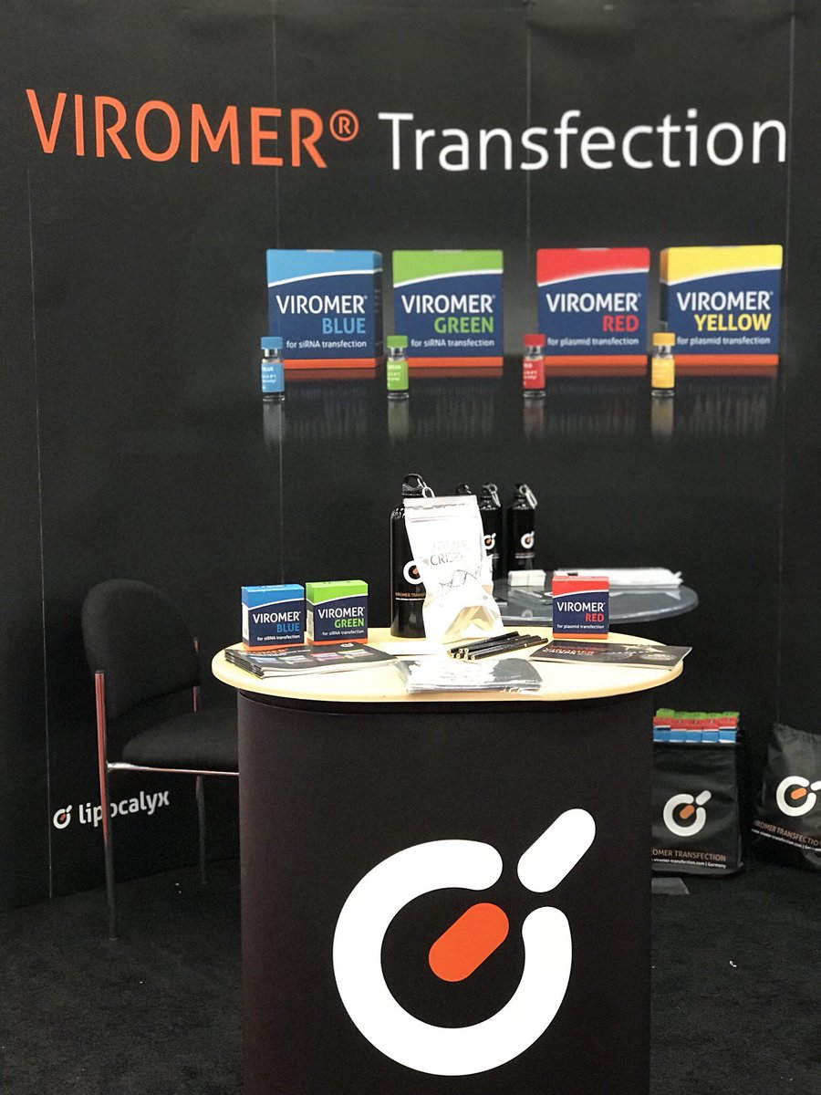 Lipocalyx's tweet photo. All set up and I am happy to meet you in Austin at the IMMUNOLOGY 2018 meeting! Stop by booth 1226 and learn about the new Viromer CRISPR for RNP delivery. #transfection #viromertransfection #genomeediting #CRISPR #AAI #Immunology2018 #lipocalyx https://t.co/1p7DQNWj6g